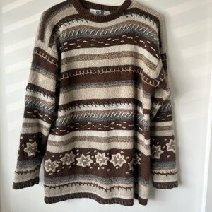 (SOLD) Vintage Brown and Cream Striped Sweater